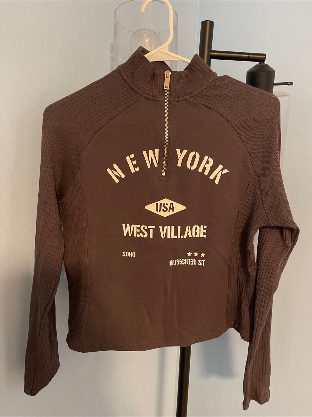 New York West Village Half-Zip Pullover Sweater - Brown